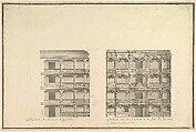 Elevation of Boxes and Royal Box as Presently Constituted and According to New Design, Giuseppe Galli Bibiena  Italian, Pen, gray ink and wash over graphite with color for garlands above royal box