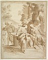 Christ and the Woman of Samaria, Annibale Carracci  Italian, Pen and brown ink, brush and brown wash
