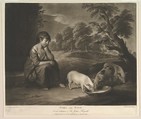 Girl and Pigs, Richard Earlom British, Mezzotint