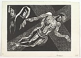 Descent, Leah Balsham American, Woodcut