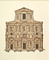 Drawing for Buontalenti's Model for the Facade of S. Maria del Fiore of Florence, Cigoli (Ludovico Cardi)  Italian, Pen and brown ink, brush with brown and blue-green washes