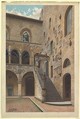 View of the Bargello Courtyard in Florence, S. Cecchi Italian, Watercolor