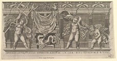 Bas-Relief with Three Cupids, from "Speculum Romanae Magnificentiae", Marco Dente  Italian, Engraving