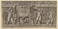 Bas-Relief with Three Cupids, from "Speculum Romanae Magnificentiae", Marco Dente  Italian, Engraving