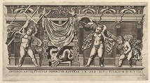 Bas-Relief with Three Cupids, from "Speculum Romanae Magnificentiae", Marco Dente Italian, Engraving