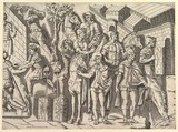 Roman Horsemen, from Trajan's Column, from "Speculum Romanae Magnificentiae", Marco Dente Italian, Engraving