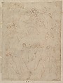 Studies for Apollo and Daphne, Zeus and Juno, Orpheus and Eurydice and other figures (recto and verso), Giovanni Ambrogio Figino (Italian, Milan 1548–1608 Milan), Pen and brown, red chalk