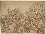 The Sabine Women Pleading for Peace, Giovanni Battista Foggini  Italian, Pen and brown ink, brush and brown wash, over black chalk