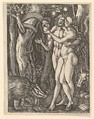 Adam and Eve with apple and serpent, from "The Passion of Christ", after Dürer, Marcantonio Raimondi Italian, Engraving; third state of three