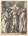 The Doubting Thomas; Christ among his disciples, Saint Thomas touching Christ's wound, from "The Passion of Christ", after Dürer, Marcantonio Raimondi  Italian, Engraving; second state of three