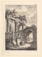 La Statue en Avant les Ruines, Hubert Robert (French, Paris 1733–1808 Paris), Etching