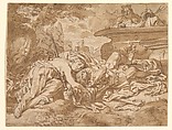Pyramus and Thisbe, Cornelis Schut  Flemish, Pen and brown ink, brown wash, over black chalk