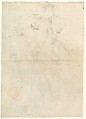 An Old Man on His Deathbed Tempted by Demons (recto); Back View of a Male Nude (verso), Aureliano Milani (Italian, Bologna 1675–1749 Bologna), Black chalk, stumped