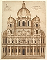 Unexecuted Design for the Façade of the Church of Santa Maria in Araceli in the city of Vicenza, Giacomo Monticolo of Vicenza  Italian, Pen and brown ink and brush and brown wash