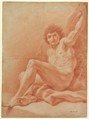 Seated Nude Male Figure (recto); Seated Figure (verso), Benedetto Luti (Italian, Florence 1666–1724 Rome), Red chalk (recto); slight red chalk sketch of a seated figure (verso)