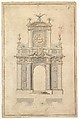 Design for an Entrance Arch, Anonymous, Italian, 17th or 18th century, Pen and brown ink with brush and gray wash