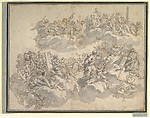 Prophets, Patriarchs, Saints, and Music-Making Angels in Glory, Giovanni Battista Gaulli (Il Baciccio)  Italian, Pen and brown ink, brush and gray wash, over black chalk