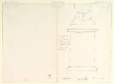 Design for an Obelisk; Partial Design in Elevation for Colonnade in the Doric or Tuscan Order (recto); Design for Fluted Column on Podium in Elevation (verso), Anonymous, Italian, Piedmontese, 18th century, Leadpoint or graphite; pen and brown ink over graphite; constructed with ruler and compass (recto); pen and brown ink over leadpoint or graphite; constructed with ruler or compass (verso)