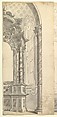 Halved Design for an Altar, Anonymous, Italian, Piedmontese, 18th century  Italian, Pen and gray ink, brush and gray wash over leadpoint or graphite, with ruled and compass construction; framing outlines in pen and gray ink