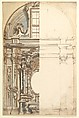 Two Alternate Designs for a Chapel, Anonymous, Italian, Piedmontese, 18th century  Italian, Pen and brown ink, brush and gray and brown wash, over leadpoint or graphite, with ruled and compass construction