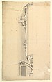 Design for Wall Decoration with Doors on both Sides of a Tall and Narrow Frame, Anonymous, Italian, Piedmontese, 18th century  Italian, Graphite, brush and gray wash, with ruled construction