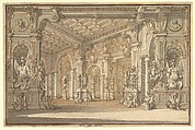 Design for a Stage Set, Carlo Zucchi the Younger  Italian, Pen and brown ink, brush and brown and gray wash