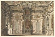 Design for an Opera Set, a Congress of Cupids, Carlo Zucchi the Younger  Italian, Watercolor