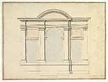 Elevation of Wall Decoration in the Villa Medici, Antonio Maria Visentini Italian, Pen and brown ink, brush and blue and pink wash
