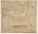 The Last Supper, Anonymous, Italian, mid-16th century Italian, Brush and brown wash, over black chalk