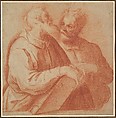 Two Male Figures in Half-Length Conversing, Anonymous, Italian, Bolognese, second half of the 16th century  Italian, Red chalk