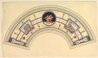 Fan Design with the Pantheon and the Colosseum, Anonymous, Italian, 18th century Italian, Watercolor and gouache on vellum ?