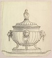 Design for a Tureen, Anonymous, Italian, 19th century, Pen and brown ink, brush with gray wash; over leadpoint or graphite