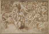 Naval Battle Between Mythological Forces, Anonymous, Italian, 19th century in style of Giulio Romano Italian