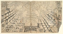 Design for a Ceiling (recto); Studies of an Arcade (verso), Anonymous, Italian, 17th century, Pen and black ink with brush and gray wash