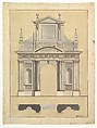 Plan and Elevation of an Entrance, Giovanni Battista Galliani  Italian, Pen and brown ink, brush with gray and yellow wash