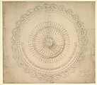 Design for a Porcelain Plate, Anonymous, Italian, 18th century  Italian, Pen and ink with gray and pink washes