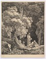 Two Monks in Contemplation in a Forest, Carl Baron von Vittinghoff German, Etching
