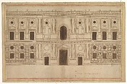 Study for the West Façade of the Palace of Charles V, The Alhambra, Granada, attributed to Juan de Orea (Spanish, born Granada (?), died Granada (?) 1580), Pen and brown ink, brush and brown wash