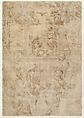 The Six Prophets of the Coming of Christ, Jan van der Straet, called Stradanus (Netherlandish, Bruges 1523–1605 Florence), Pen and brown ink, brush and brown wash, over black chalk; framing lines in pen and brown ink