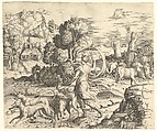 Diana the Huntress in a Landscape, Vincenzo Caccianemici  Italian, Engraving