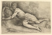 St. John the Baptist in the Wilderness, Battista Franco  Italian, Engraving and Etching. Second state