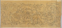 Rinceau Border with Unicorn and Inlay on copper, Italian 18th century, John Gregory Crace , and Son British, Graphite