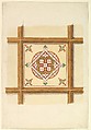 Design for a Coffered and Painted Ceiling in Rust and Olive Green, with a Quatrefoil Motif, John Gregory Crace , and Son British, Graphite, watercolor and gilt