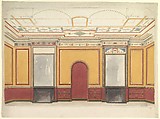 Design for a room with two fireplaces, John Dibblee Crace  British, Watercolor, gouache (bodycolor), pen and ink