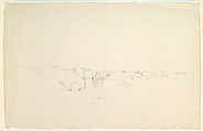 Camels in a landscape, Howard Carter  British, Graphite