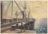 View, Looking Aft, from the Port Paddle Box of the Great Eastern, Showing the Trough for the Cable, etc., Robert Charles Dudley British, Watercolor over graphite with touches of gouache (bodycolor)