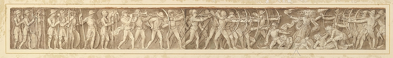 Design for a Frieze, Thomas Stothard  British, Pen and brown ink, brush and brown wash