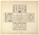 Design for the Dining Room at Kirtlington Park, Oxfordshire, John Sanderson (British, active from 1730, died 1774), Pen and gray, and brown ink, brush and wash