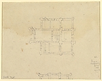 Design for rock-work at Virginia Water, Windsor Great Park (recto); Two Architectural Plans (one partially cut off) (verso), Thomas Sandby (British, baptized Nottingham 1723–1798 Windsor), Pen and gray ink, brush and gray wash, over graphite (recto); graphite (verso)