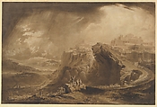 Joshua Commanding the Sun to Stand Still Upon Gibeon (Joshua: 10: 12–14), John Martin  British, Pen and brown ink, brush and brown wash over red chalk, heightened with white; squared in black chalk